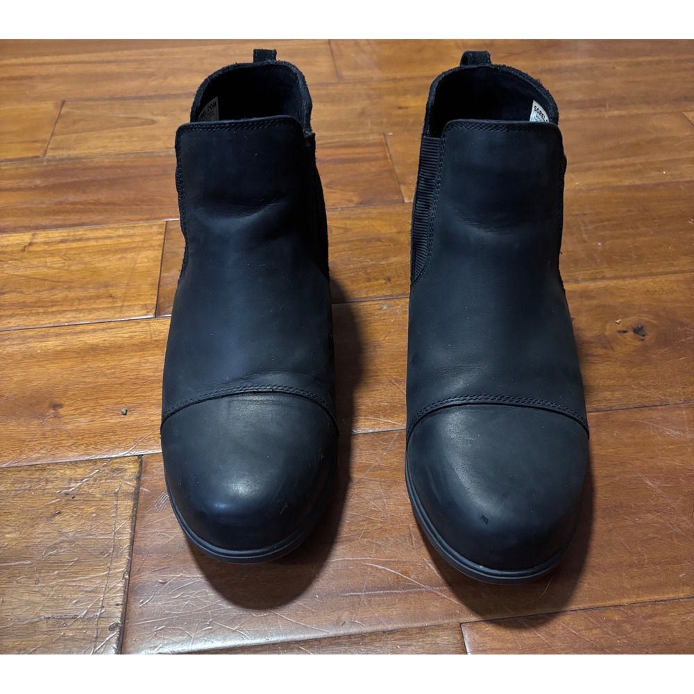 SOREL Evie‎ PullOn Waterproof Wedge Black Leather Suede Gorpcore Moto|Sz 11